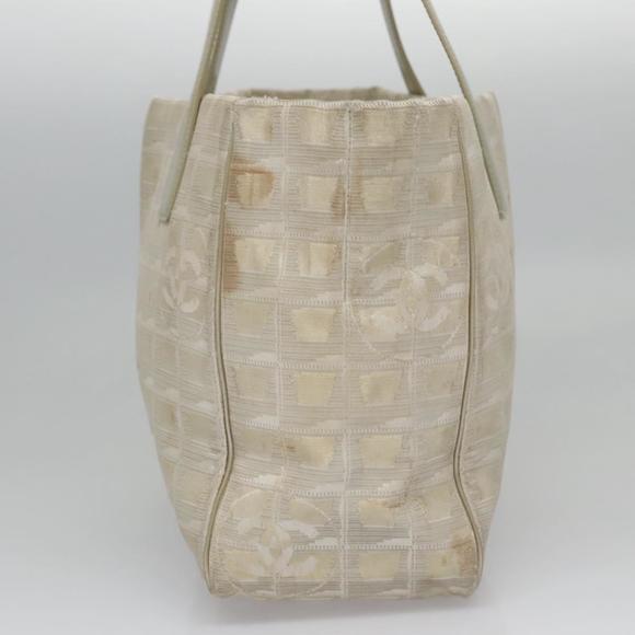 CHANEL New travel line Tote Bag Canvas Beige CC Auth BD439 - Picture 4 of 16